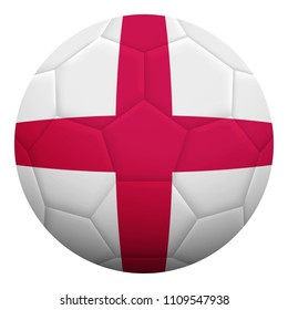 Realistic isolated 3d soccer ball textured with national flag of England. Football ball colored with English flag.