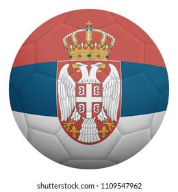 Realistic isolated 3d soccer ball textured with national flag of Serbia. Football ball colored with Serbian flag.