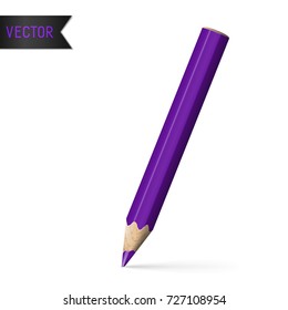 Realistic Isolated Bright Violet Pencil. Design Element School Supplies or Office Tool.