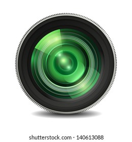 Realistic isolated camera lens icon on white background. Vector illustration.