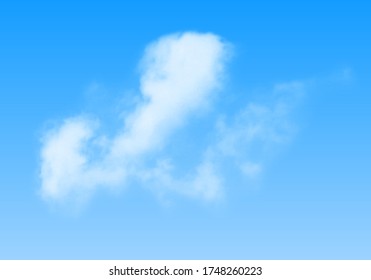 Realistic isolated cloud on blue sky background. Vector spring template.