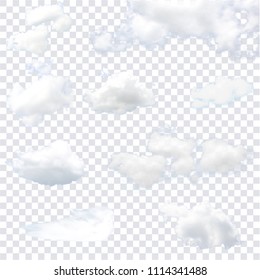 Realistic isolated cloud on the transparent background. Vector illustration.