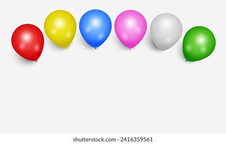 Realistic isolated colorful balloons for template and invitation decoration on the transparent background. Concept of birthday and anniversary celebration.