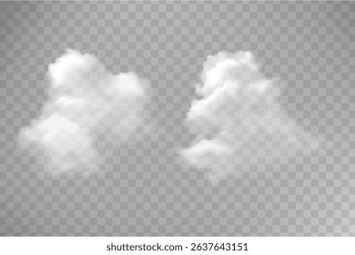 Realistic isolated fluffy clouds on transparent background