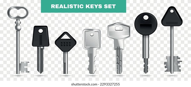 Realistic isolated keys icon set wrenches of different purposes with iron parts and plastic ones vector illustration