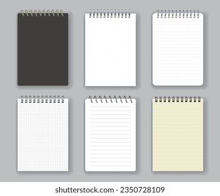 Realistic isolated notebooks and sketchbooks. Isolated 3d vector essential tools for writing, sketching, and doodling. Perfect for designers, artists, and creative individuals. Paper notepads set