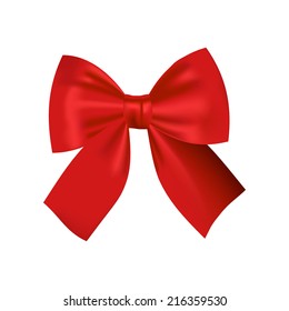 Realistic Isolated Red Bow. Decorative Design Element. Vector Illustration.