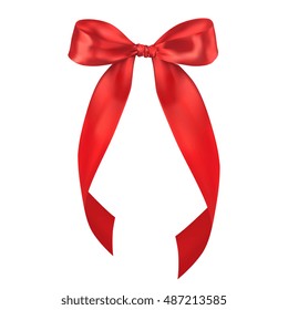 Realistic Isolated Red Bow. Decorative Design Element. 