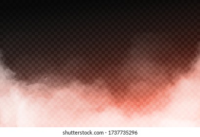 Realistic isolated smoke fog effect With light orange neon backlight Easy to Edit Suitable for motion design different effects and decoration On black transparent background Vector Illustration EPS 10