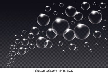 Realistic isolated Soap Bubbles. Vector Illustration.