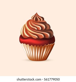 Realistic isolated sweet cupcake. eps10