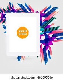 Icono de Tablet PC aislado realista con fondo geométrico - Ilustración vectorial