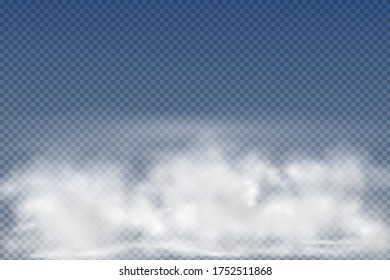 Realistic  isolated and  transparent  clouds,fog or smoke  on a blue background.Graphic element vector. Vector design shape for logo, web and print.