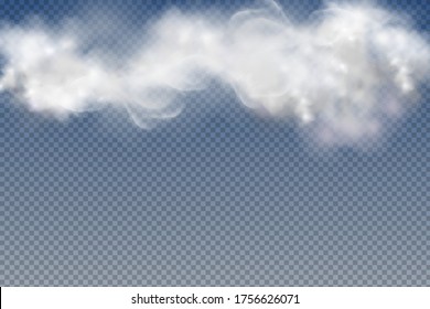  Realistic  isolated and  transparent  clouds,fog or smoke  on a blue background.Graphic element vector. Vector design shape for logo, web and print.