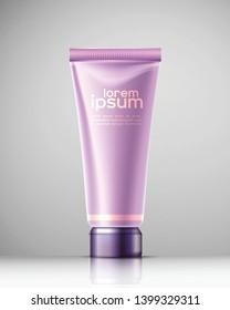 Realistic isolated vector illustration of cosmetics tube on a abstract background.