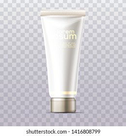 Realistic isolated vector illustration of cosmetics tube on a abstract background.