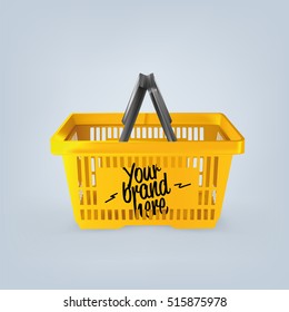 Realistic isolated vector shopping basket mock up