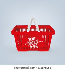 Realistic isolated vector shopping basket mock up