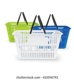Realistic isolated vector shopping baskets
