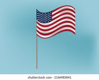 Realistic isolated waving flag of USA