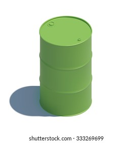 Realistic Isometric Green Barrel, Vector EPS10 Illustration