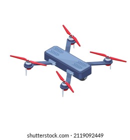 Realistic isometric illustration landing drone Modern isometric vector illustration. Isometric concep