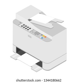 Realistic isometric printer. Print high quality photo paper