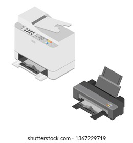 Realistic isometric printer. Print high quality photo paper