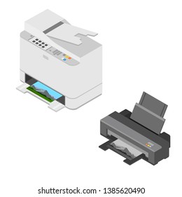 Realistic isometric printer. Print high quality photo paper