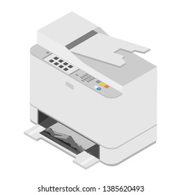 Realistic isometric printer. Print high quality photo paper