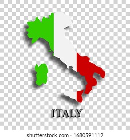 Realistic Italy flag, Italy flag with shadow on isolated background, vector illustration