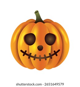 Realistic Jack o lantern vector illustration isolated on white background.