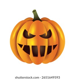 Realistic Jack o lantern vector illustration isolated on white background.