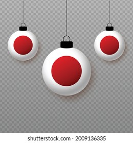 Bandera de Japón realista con globos de luz voladores. Elementos decorativos para las fiestas nacionales.