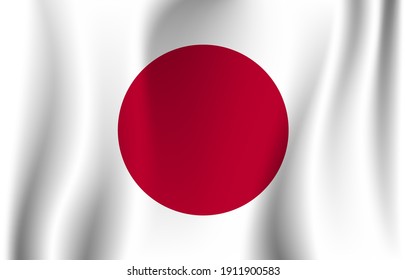 Realistic Japan flag wave flowing background vector illustration.