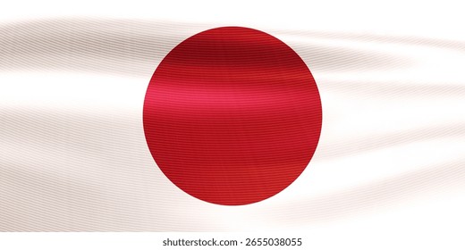 Realistic Japanese flag for Foundation Day. Wavy national flag state of Japan. Country symbol for celebrating patriotic holidays. 3d vector illustration