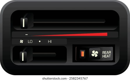 Realistic Japanese minivan rear heater control panel switch without automatic function illustration vector.