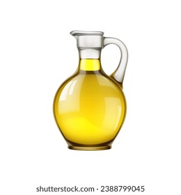 Realistic jar of olive oil, food product container mockup for extra virgin olive oil, isolated vector. Olive oil glass jar for natural organic products package, Italian, Greek or Spanish cuisine food