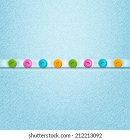 Realistic jeans texture pattern and buttons