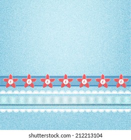 Realistic jeans texture pattern and lace
