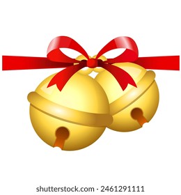 Realistic Jingle Bell Christmas Decoration Vector. Christmas bells vector. Golden christmas bells vector. Merry christmas with bells.