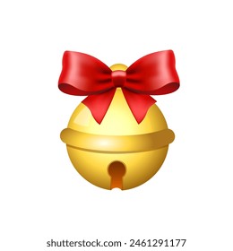 Realistic Jingle Bell Christmas Decoration Vector. Christmas bells vector. Golden christmas bells vector. Merry christmas with bells.