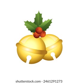 Realistic Jingle Bell Christmas Decoration Vector. Christmas bells vector. Golden christmas bells vector. Merry christmas with bells.