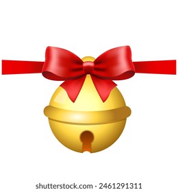 Realistic Jingle Bell Christmas Decoration Vector. Christmas bells vector. Golden christmas bells vector. Merry christmas with bells.