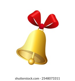 Realistic jingle bells Christmas hanging on red ribbon and holly berries leaves vector illustration. Golden jingle bells christmas decoration element. Christmas bells with ribbon.