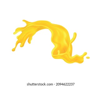 Realistic juice drop splash composition with isolated liquid spot on blank background vector illustration