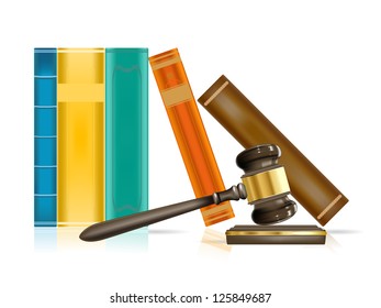 Realistic Justice Gavel Books Stock Vector (Royalty Free) 125849687 ...