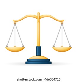 Realistic Justice Scales Law Balance Symbol Isolated Icon Design Vector Illustration