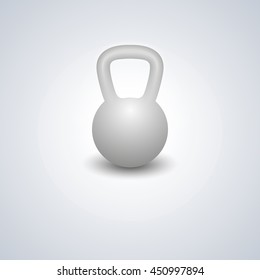 Realistic kettle bell isolated on white background, design elements sports equipment for the gym, vector illustration.