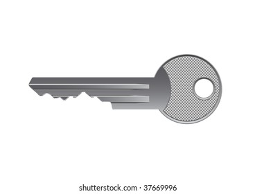 Realistic key separated on the white background.